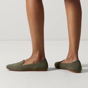 Rothy's Olive Green Slip-On Flats with Blue Trim